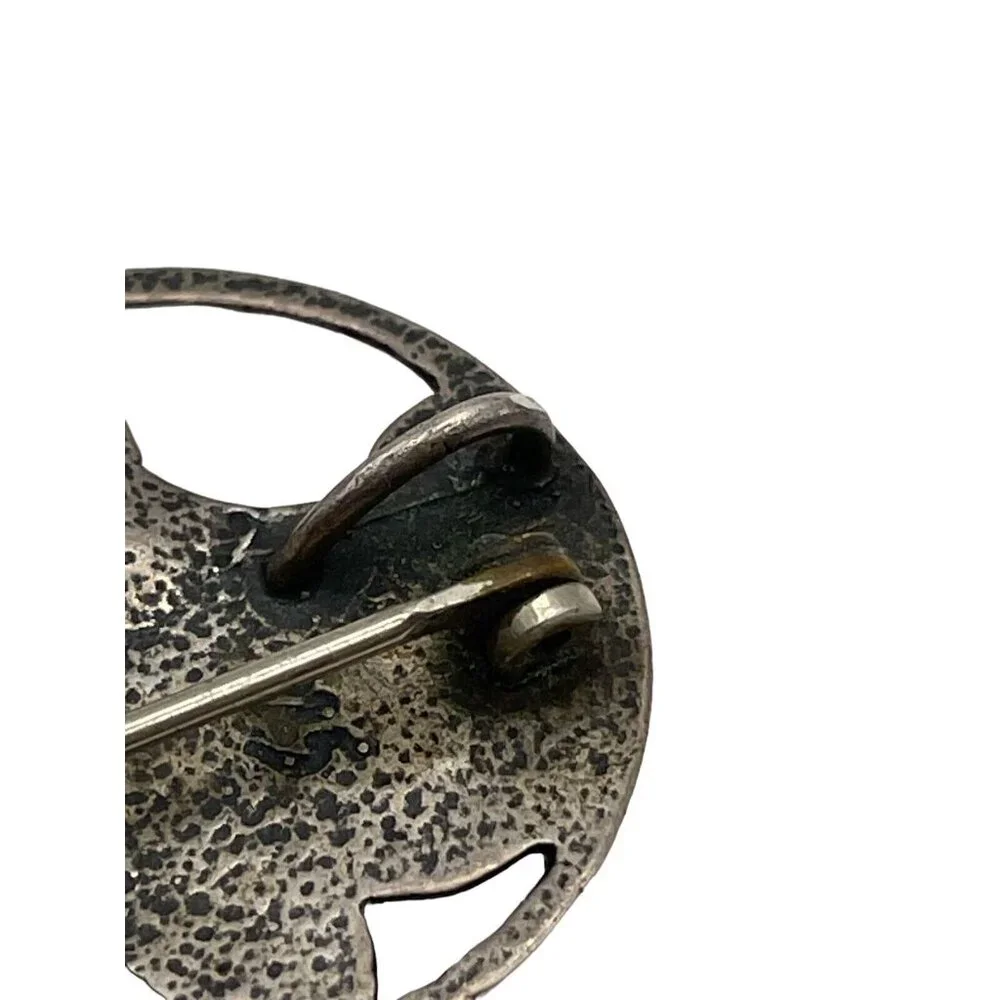 VTG Art Deco‎ Nouveau Style Goddess Women Flower 925 Silver Brooch Pendant READ
